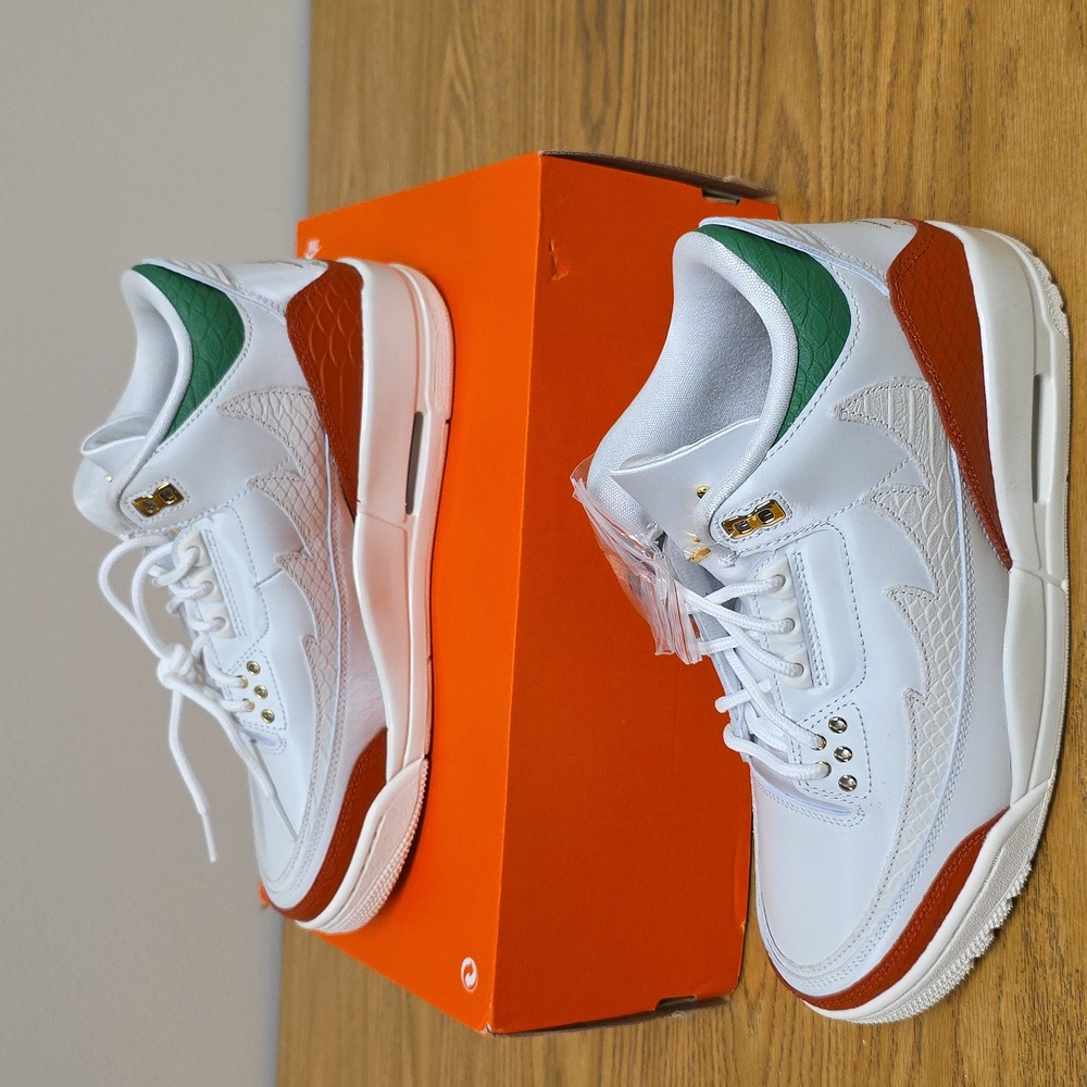 Jordan 3 Retro 'Mex' Summit White/Metallic Gold Men's 8 IO1752 100 NEW GRADE B